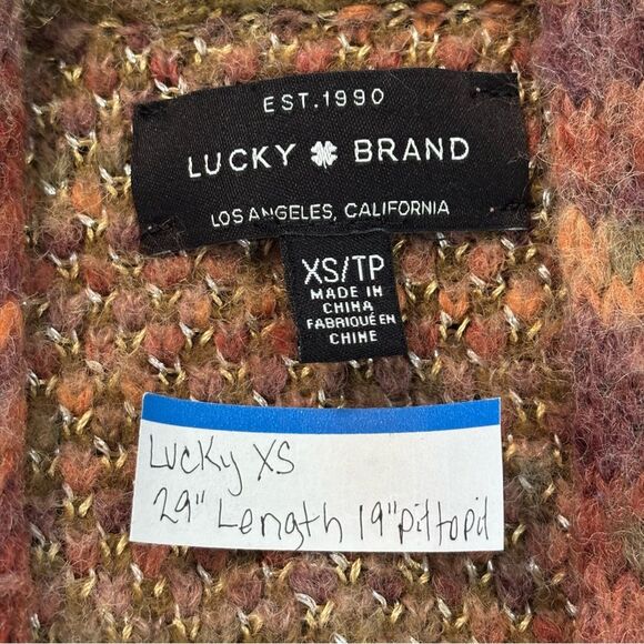 Lucky Brand Metallic Stitch Lux open cardigan sweater wool blend XS - Picture 8 of 8